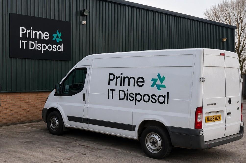 Secure IT disposal collection vehicle used for tracked chain-of-custody transport
