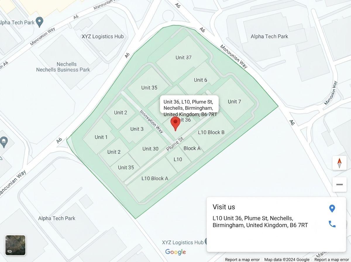 Map showing Birmingham office location